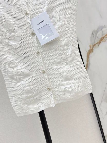 26ss Stand-collar drop-shoulder hollow-out top