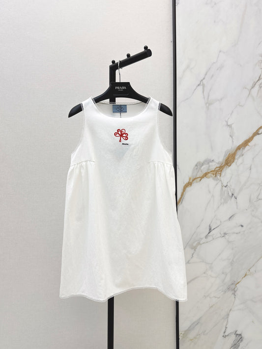26ss Sleeveless Dress with Embroidered Lace