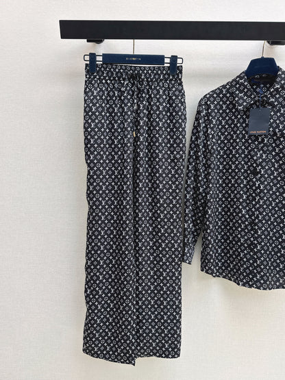 26ss Monogram Pattern Long-Sleeve Shirt / Straight-Leg Pants