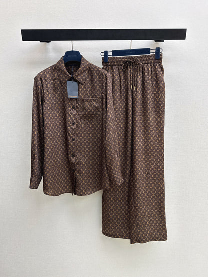 26ss Monogram Pattern Long-Sleeve Shirt / Straight-Leg Pants