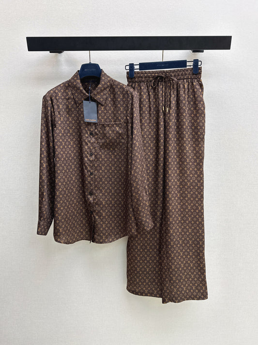 26ss Monogram Pattern Long-Sleeve Shirt / Straight-Leg Pants