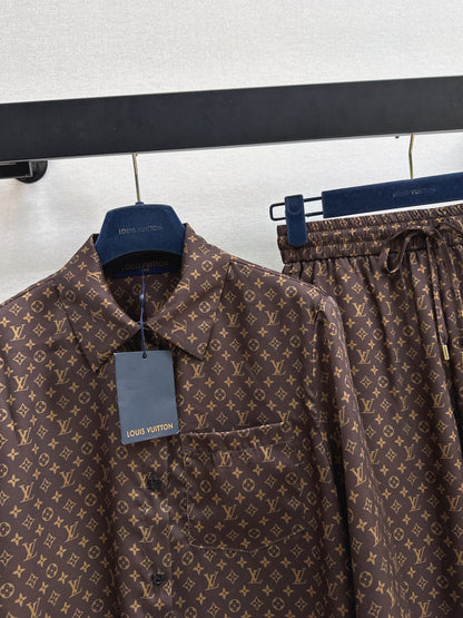 26ss Monogram Pattern Long-Sleeve Shirt / Straight-Leg Pants