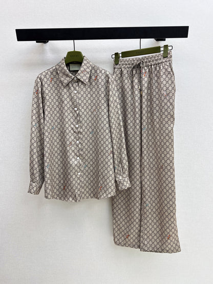26ss Monogram Long-Sleeve Shirt / Straight-Leg Pants