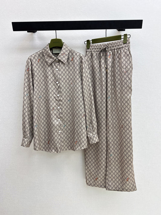 26ss Monogram Long-Sleeve Shirt / Straight-Leg Pants