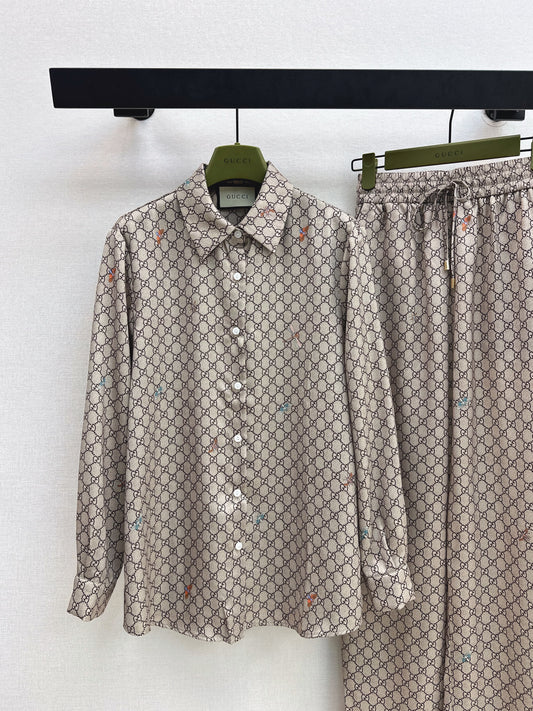26ss Monogram Long-Sleeve Shirt / Straight-Leg Pants