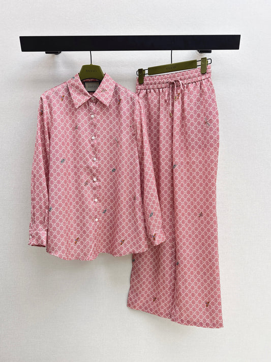 26ss Monogram Long-Sleeve Shirt / Straight-Leg Pants
