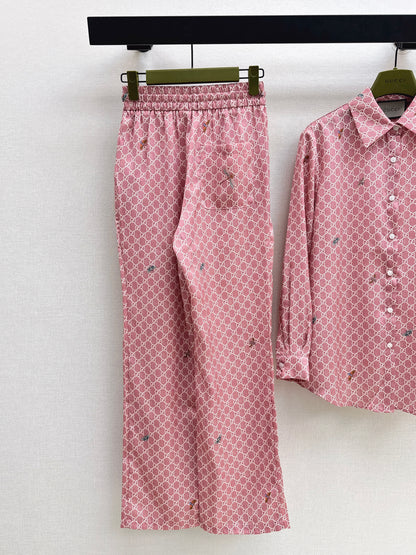 26ss Monogram Long-Sleeve Shirt / Straight-Leg Pants