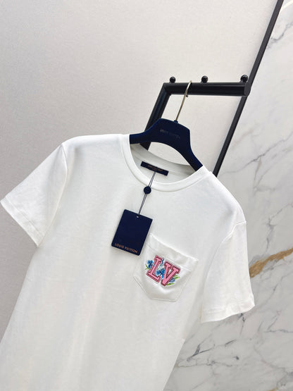 26ss Letter Embroidery Decorative T-Shirt
