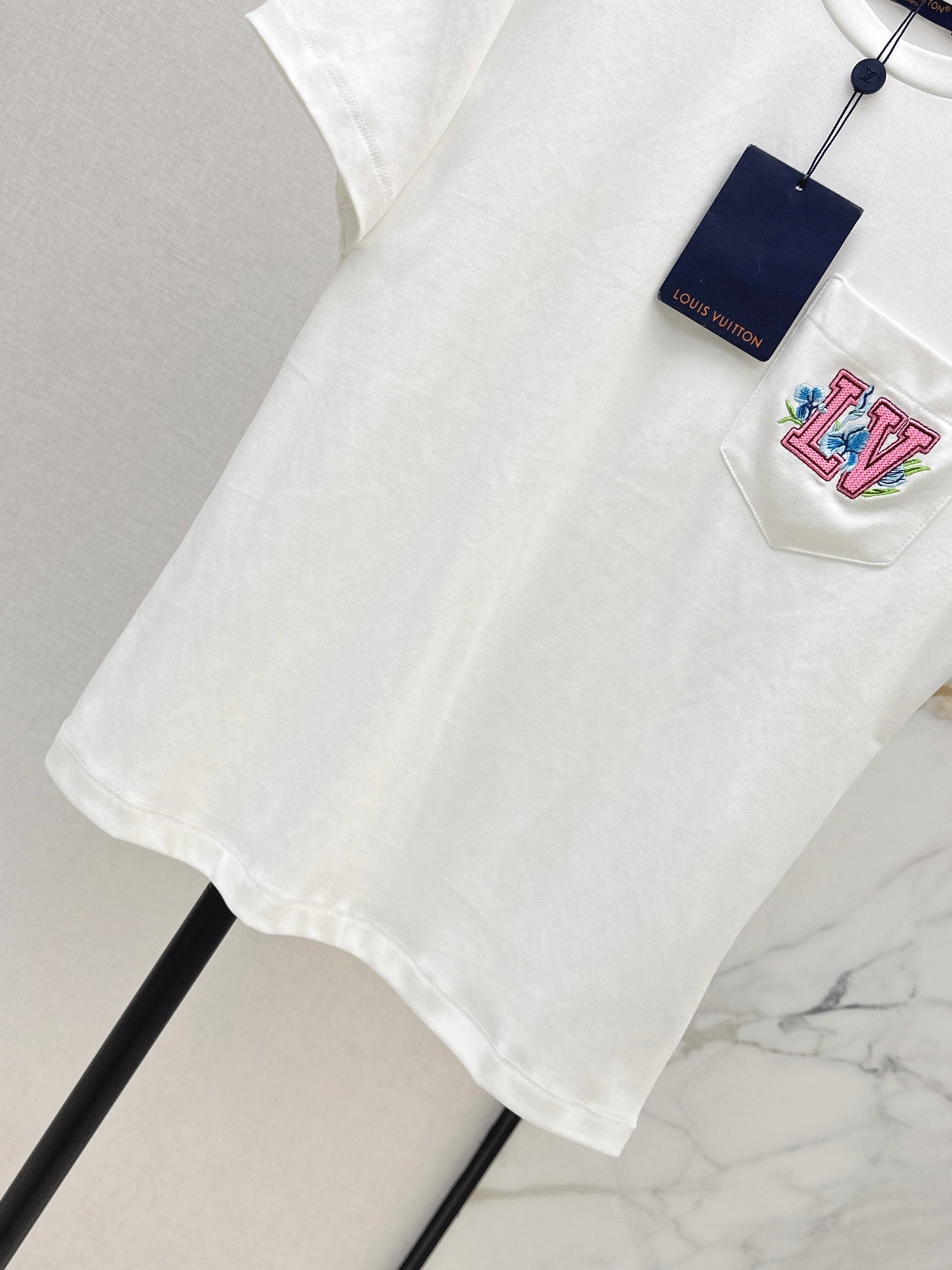26ss Letter Embroidery Decorative T-Shirt