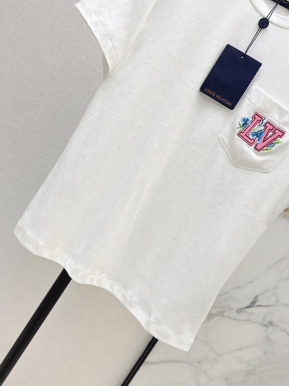 26ss Letter Embroidery Decorative T-Shirt