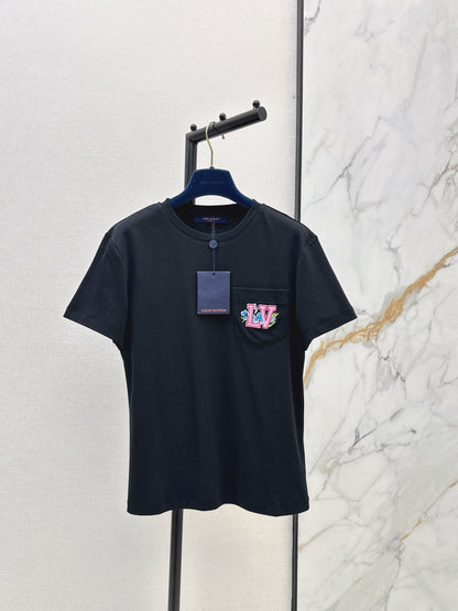 26ss Letter Embroidery Decorative T-Shirt