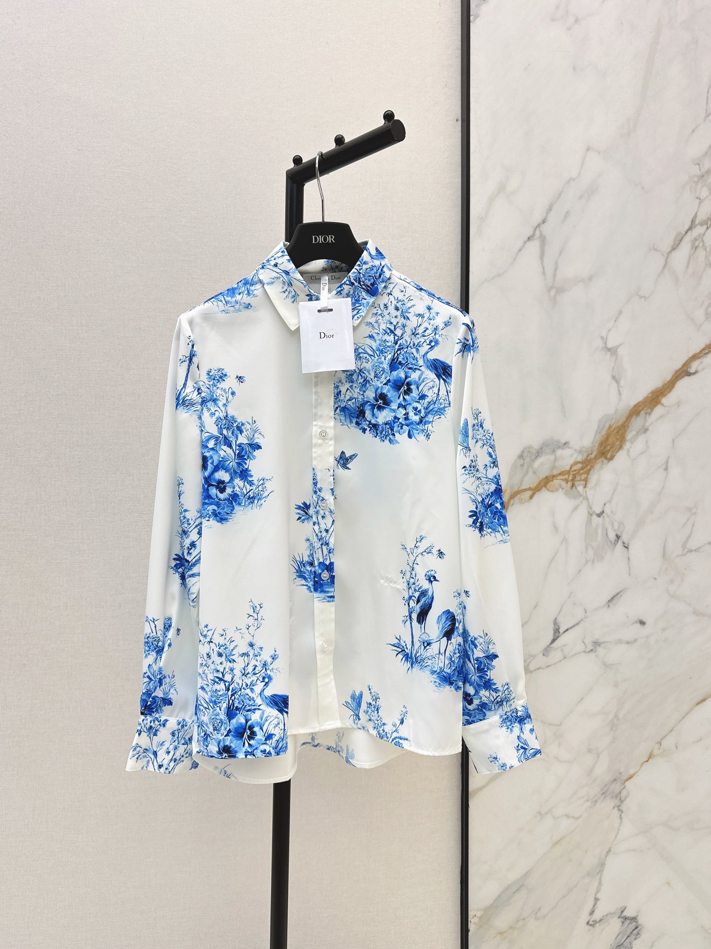 26ss Blue and white porcelain print shirt / dress