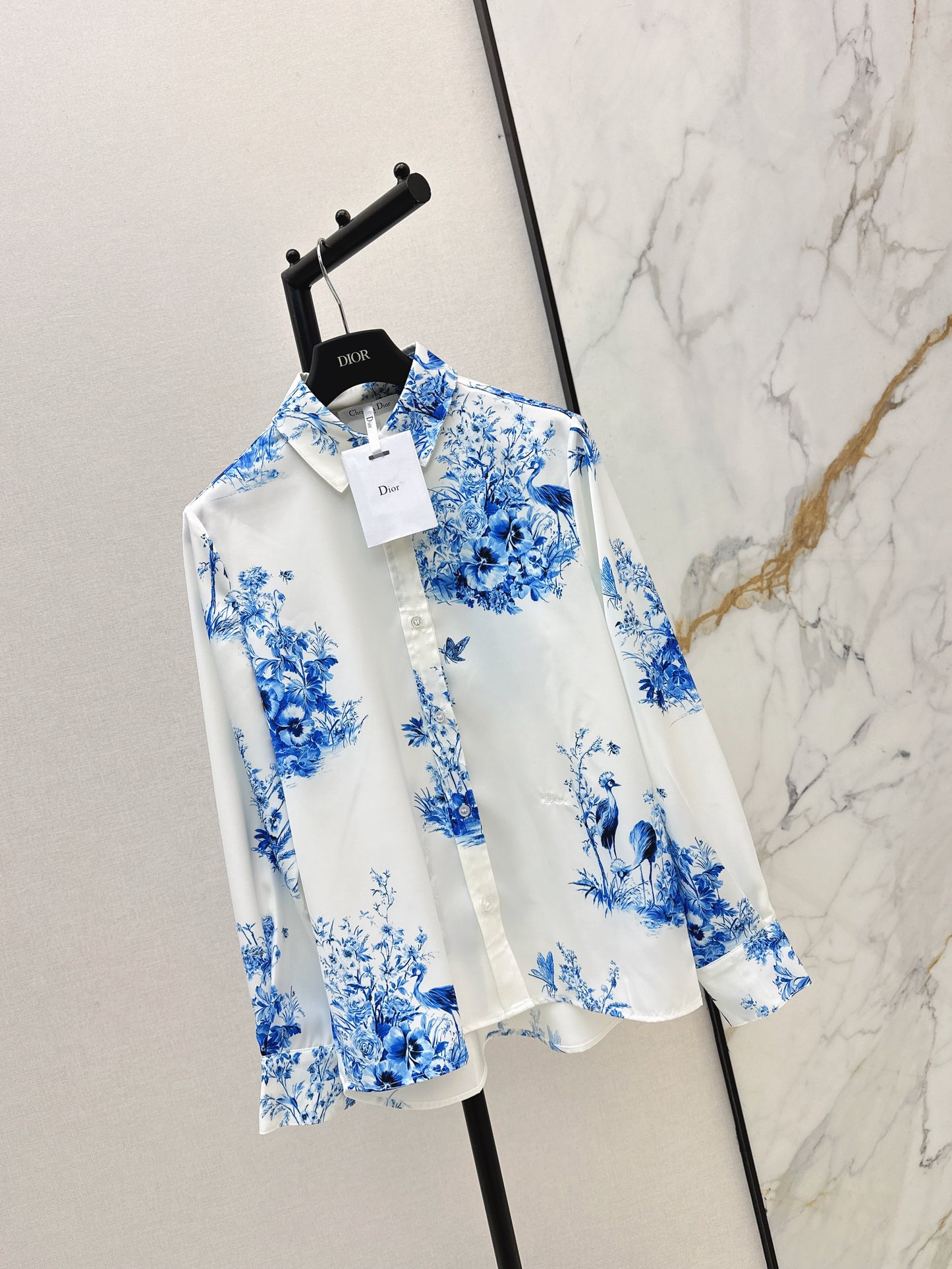 26ss Blue and white porcelain print shirt / dress