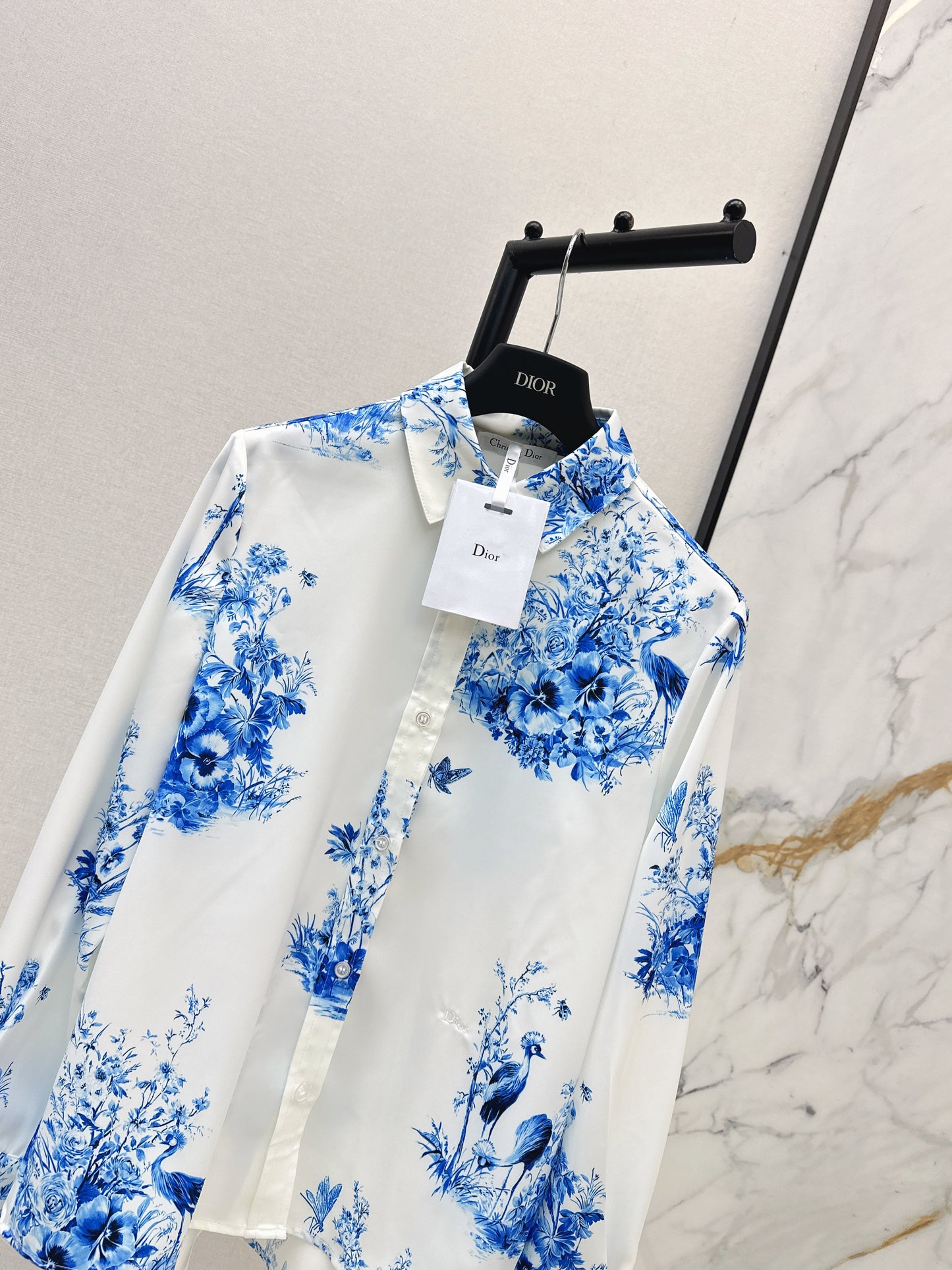26ss Blue and white porcelain print shirt / dress