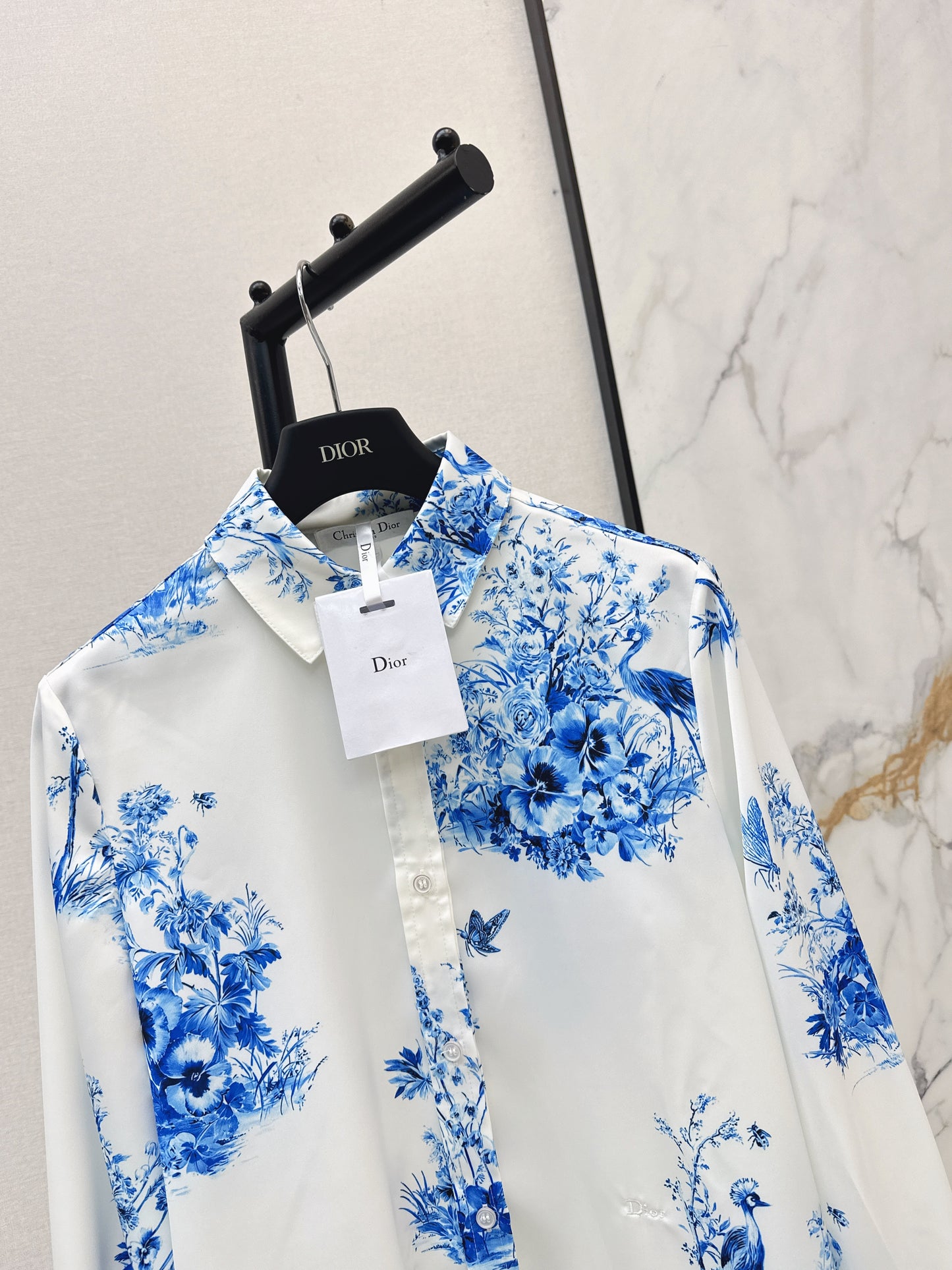 26ss Blue and white porcelain print shirt / dress