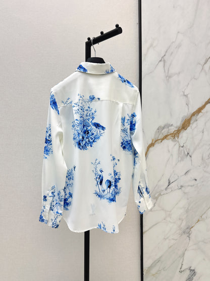26ss Blue and white porcelain print shirt / dress