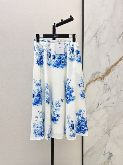 26ss Blue and white porcelain print shirt / dress