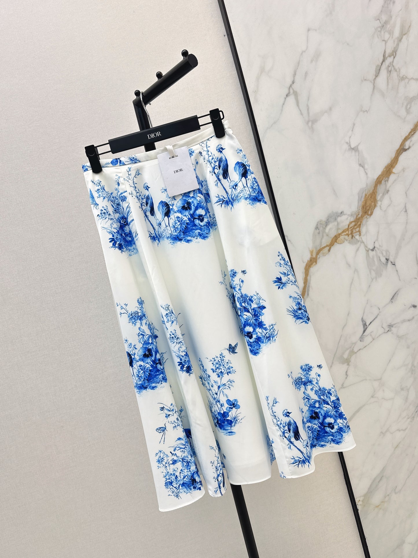 26ss Blue and white porcelain print shirt / dress