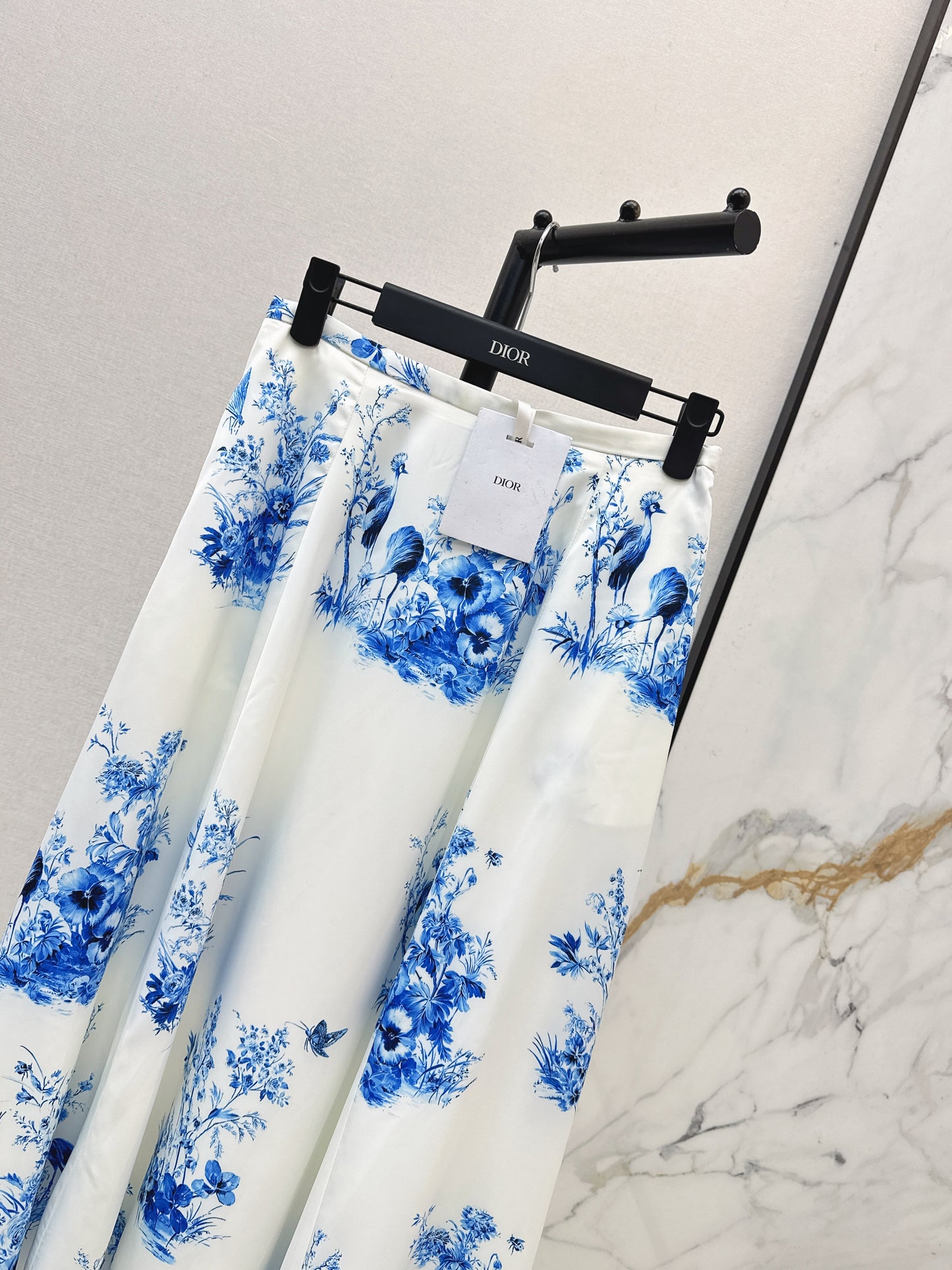 26ss Blue and white porcelain print shirt / dress