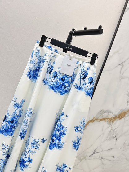 26ss Blue and white porcelain print shirt / dress