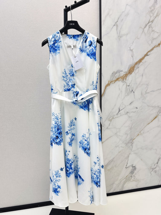 26ss Blue and white porcelain dress