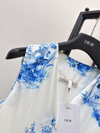 26ss Blue and white porcelain dress