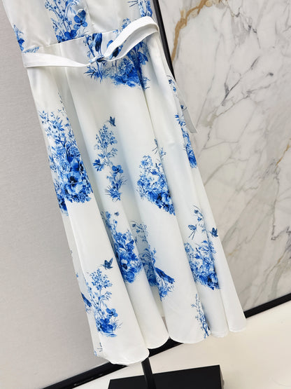 26ss Blue and white porcelain dress