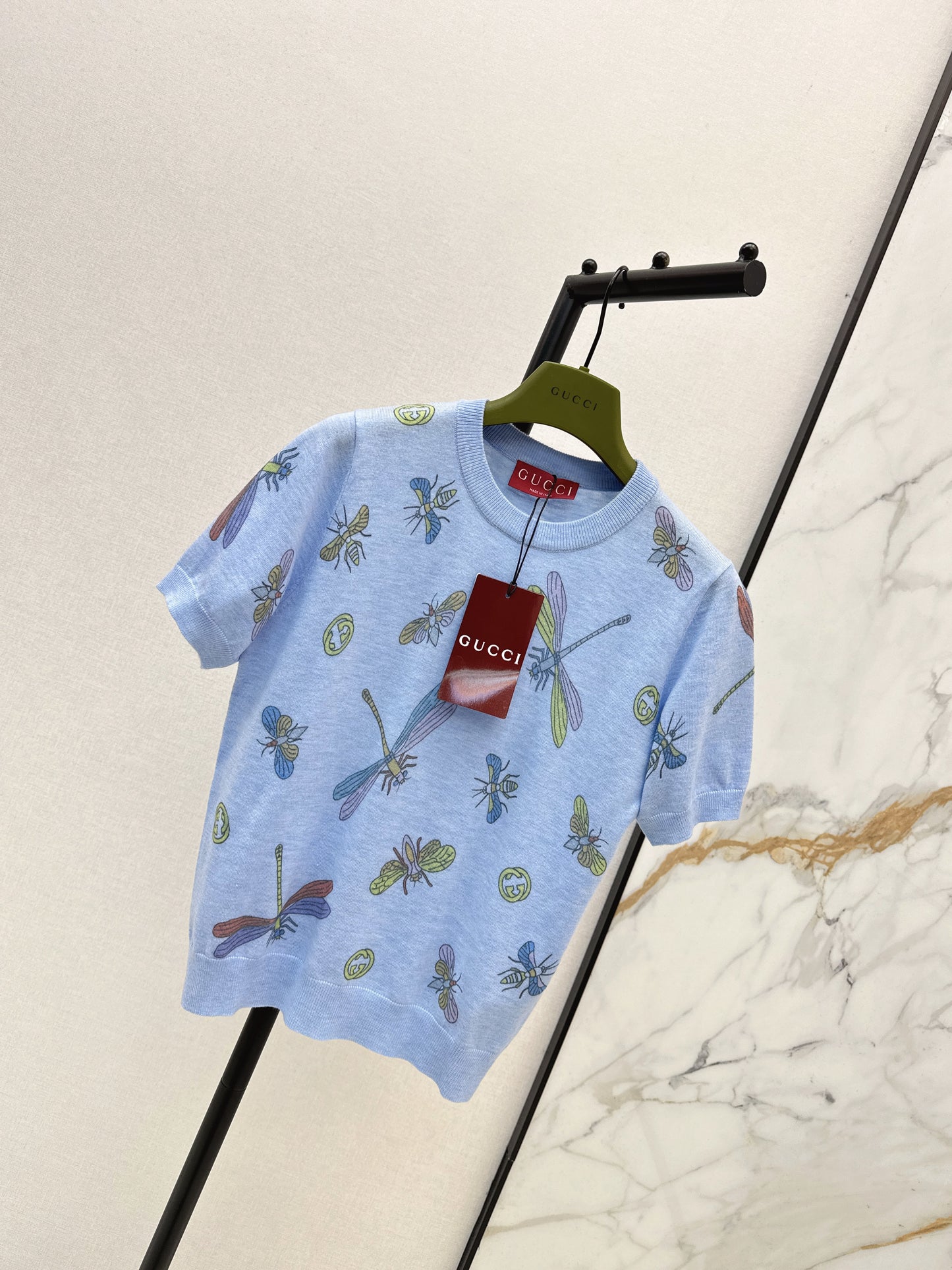 26ss Dragonfly Pattern Embroidered Short Sleeve