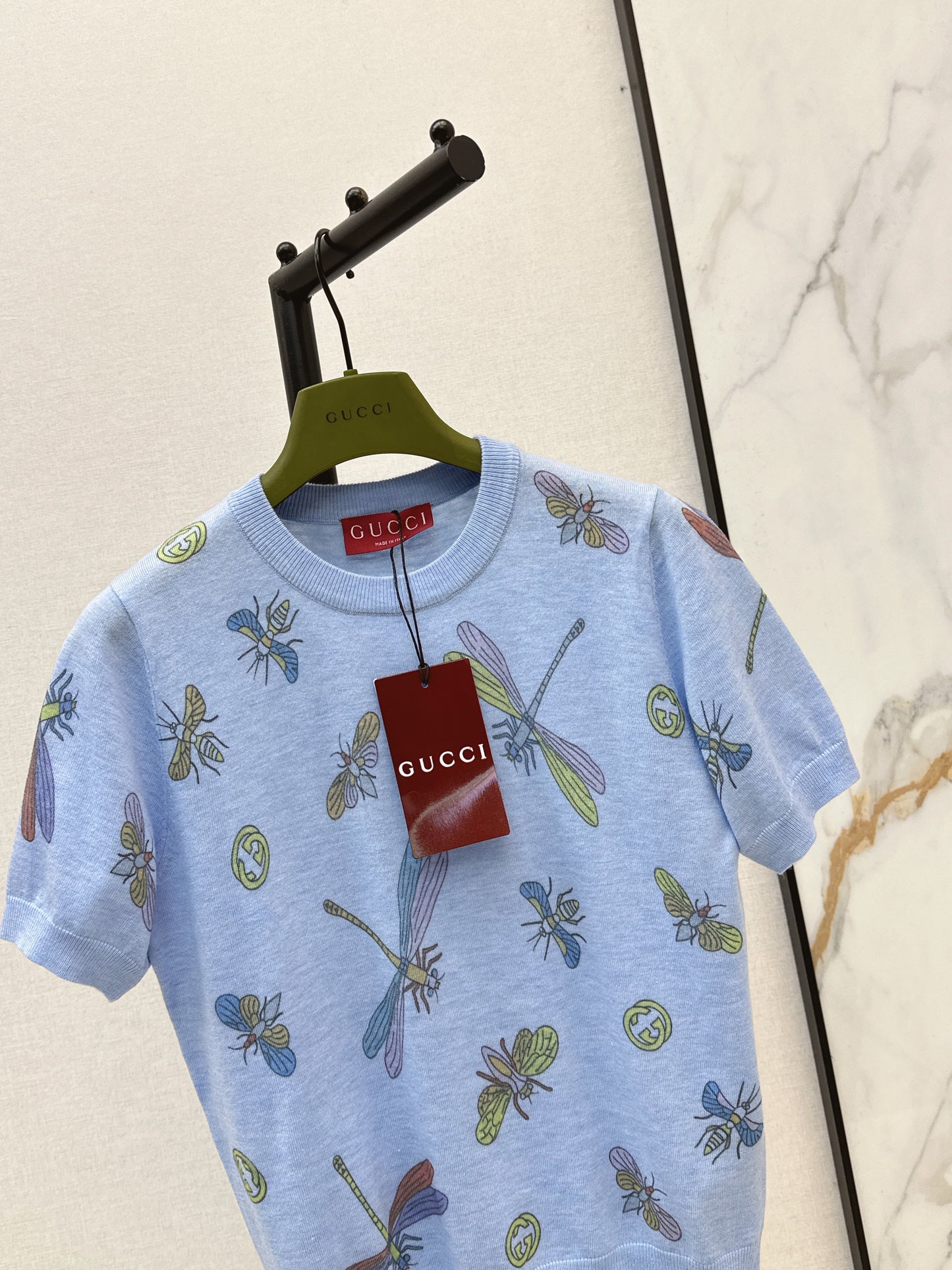 26ss Dragonfly Pattern Embroidered Short Sleeve