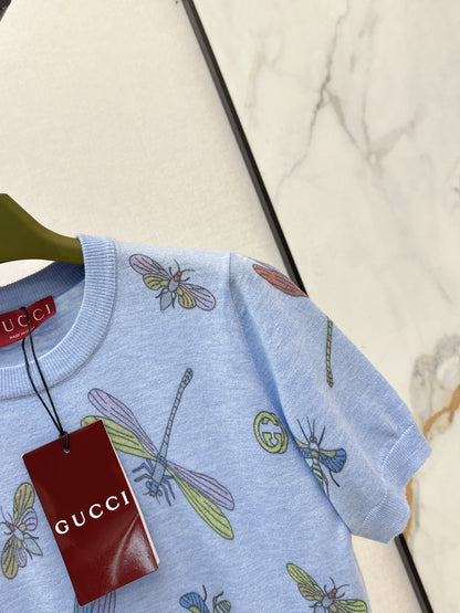 26ss Dragonfly Pattern Embroidered Short Sleeve
