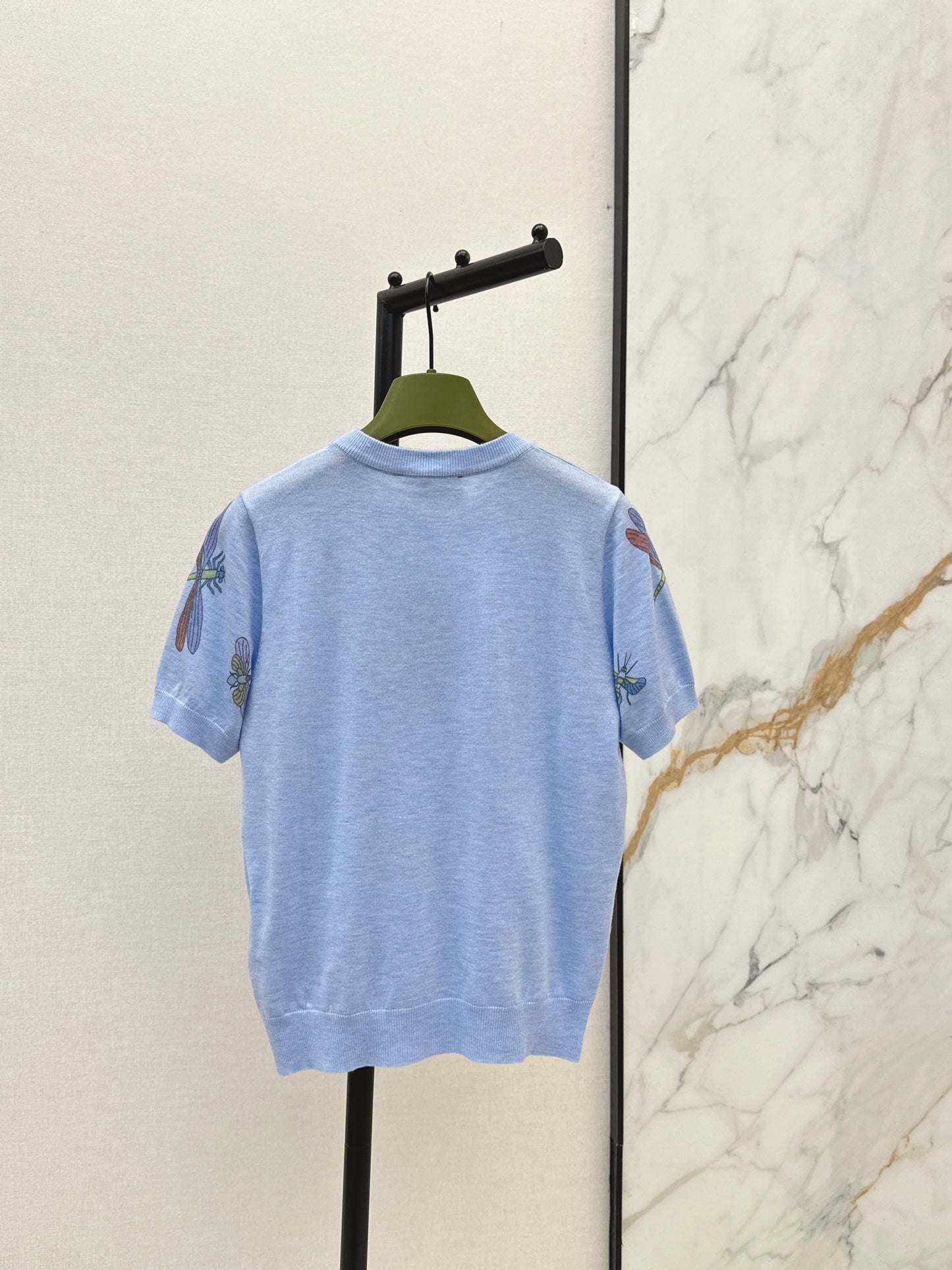 26ss Dragonfly Pattern Embroidered Short Sleeve