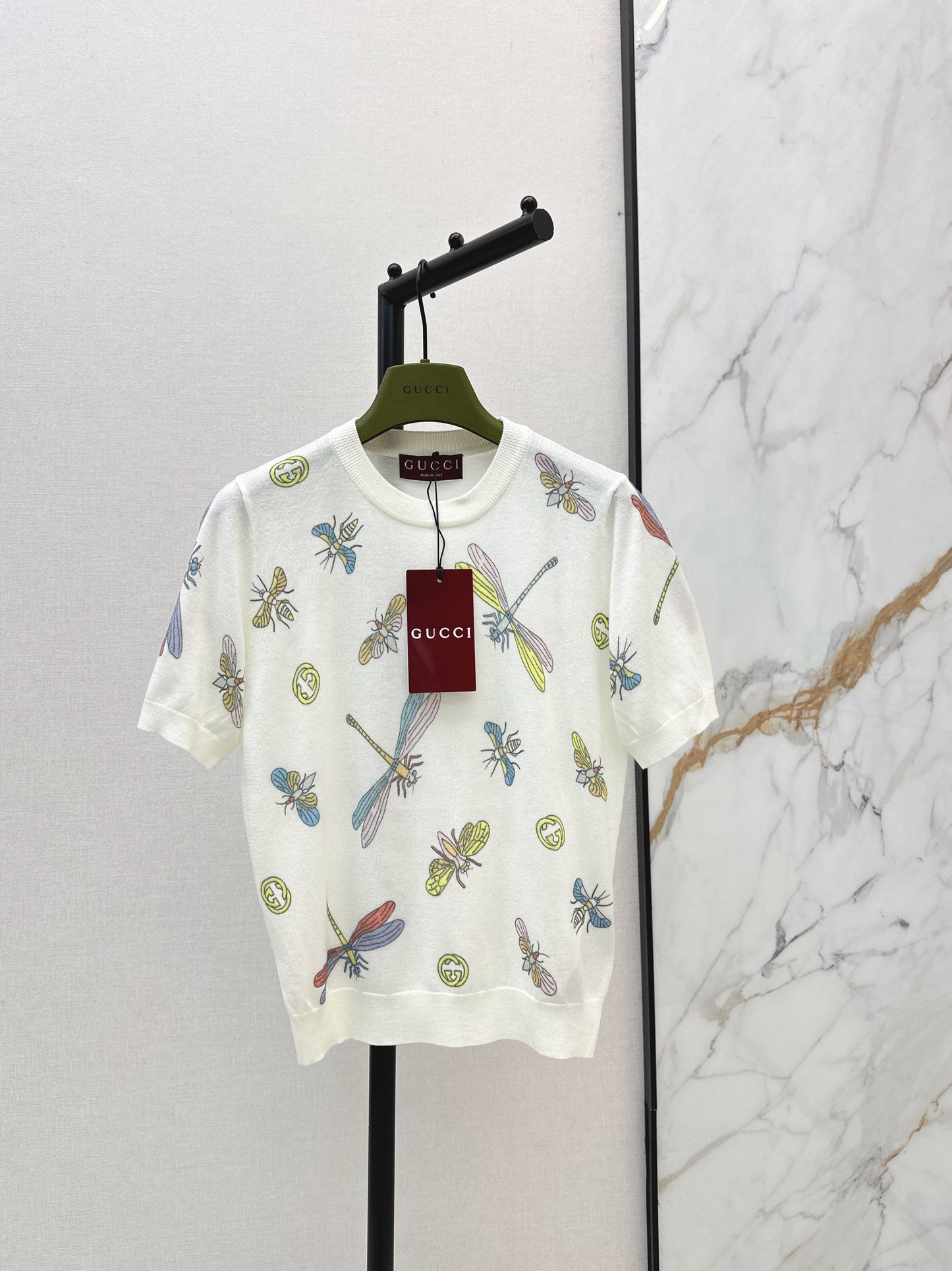26ss Dragonfly Pattern Embroidered Short Sleeve