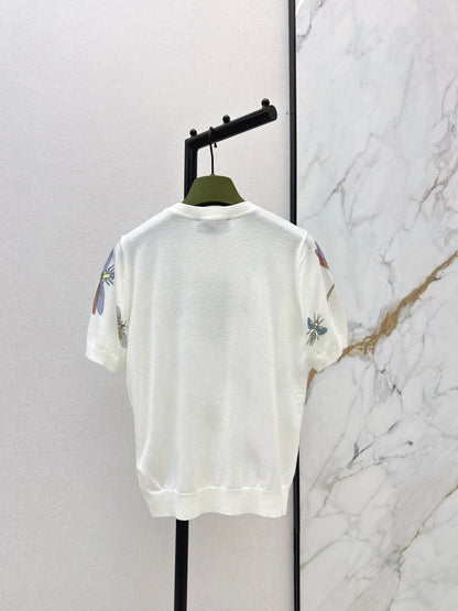 26ss Dragonfly Pattern Embroidered Short Sleeve