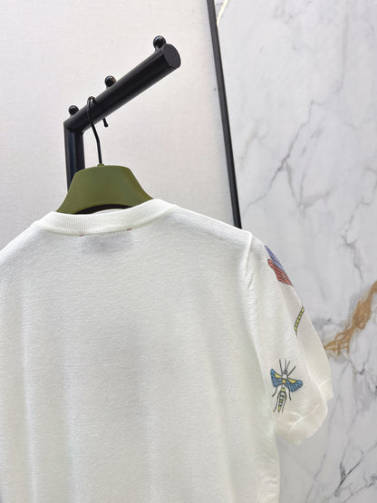 26ss Dragonfly Pattern Embroidered Short Sleeve
