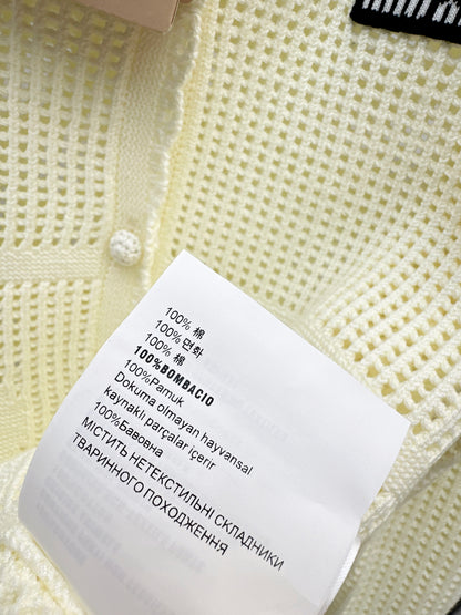 26ss Crochet Hollow Out Lapel Knit Cardigan