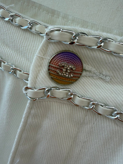 Straight-Leg Trousers with Chain Belt