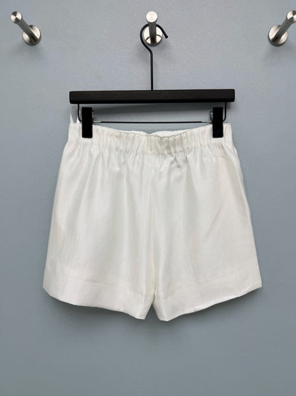 Satin Elastic Waist Embroidered Shorts