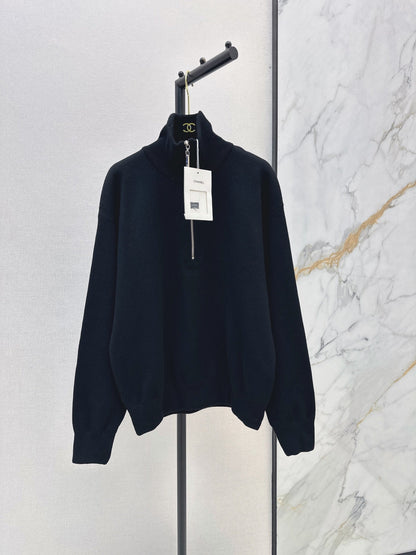Beige Half-Zip Knit Top