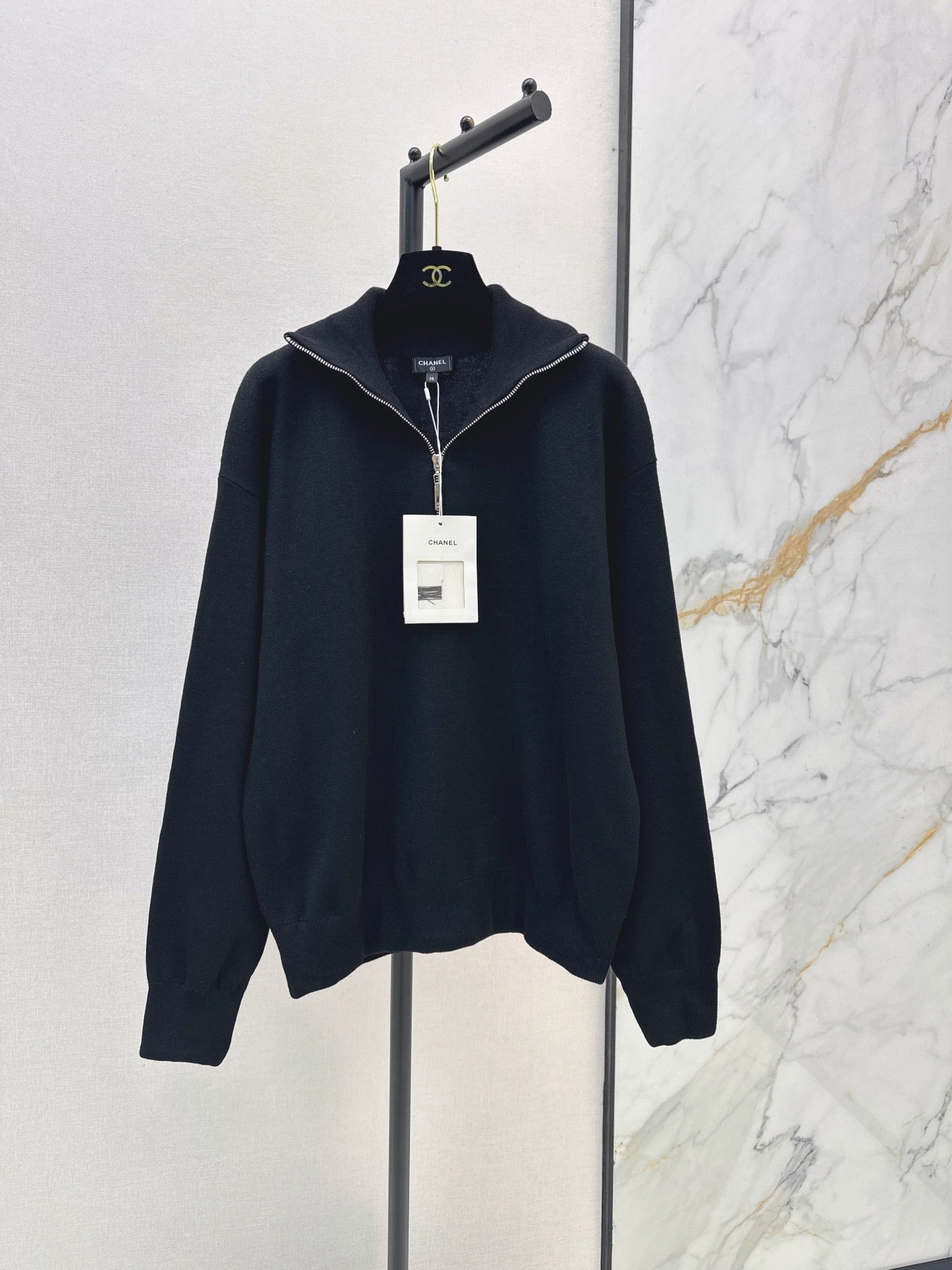 Beige Half-Zip Knit Top