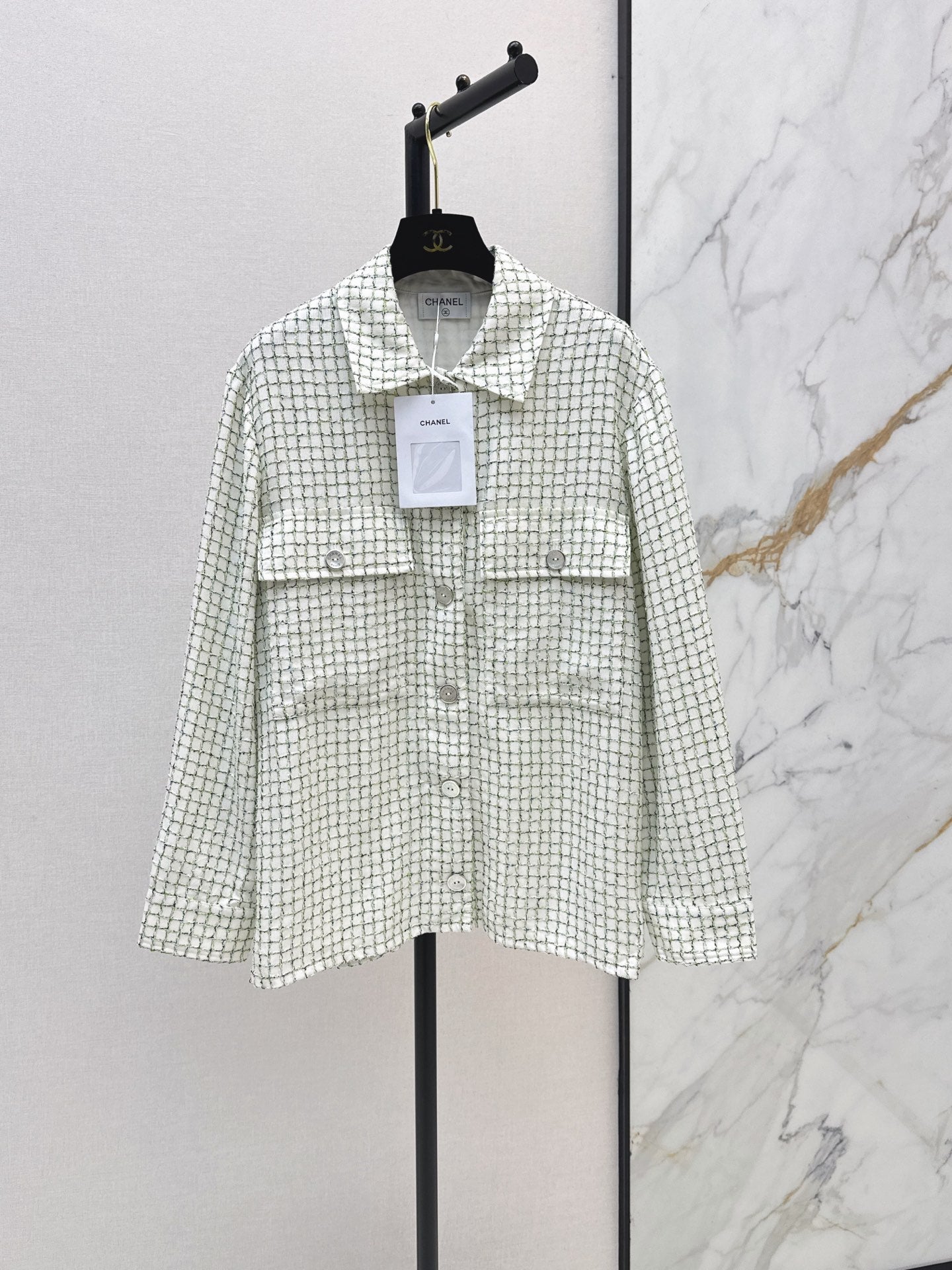 Knitted Tweed Shirt-Style Jacket