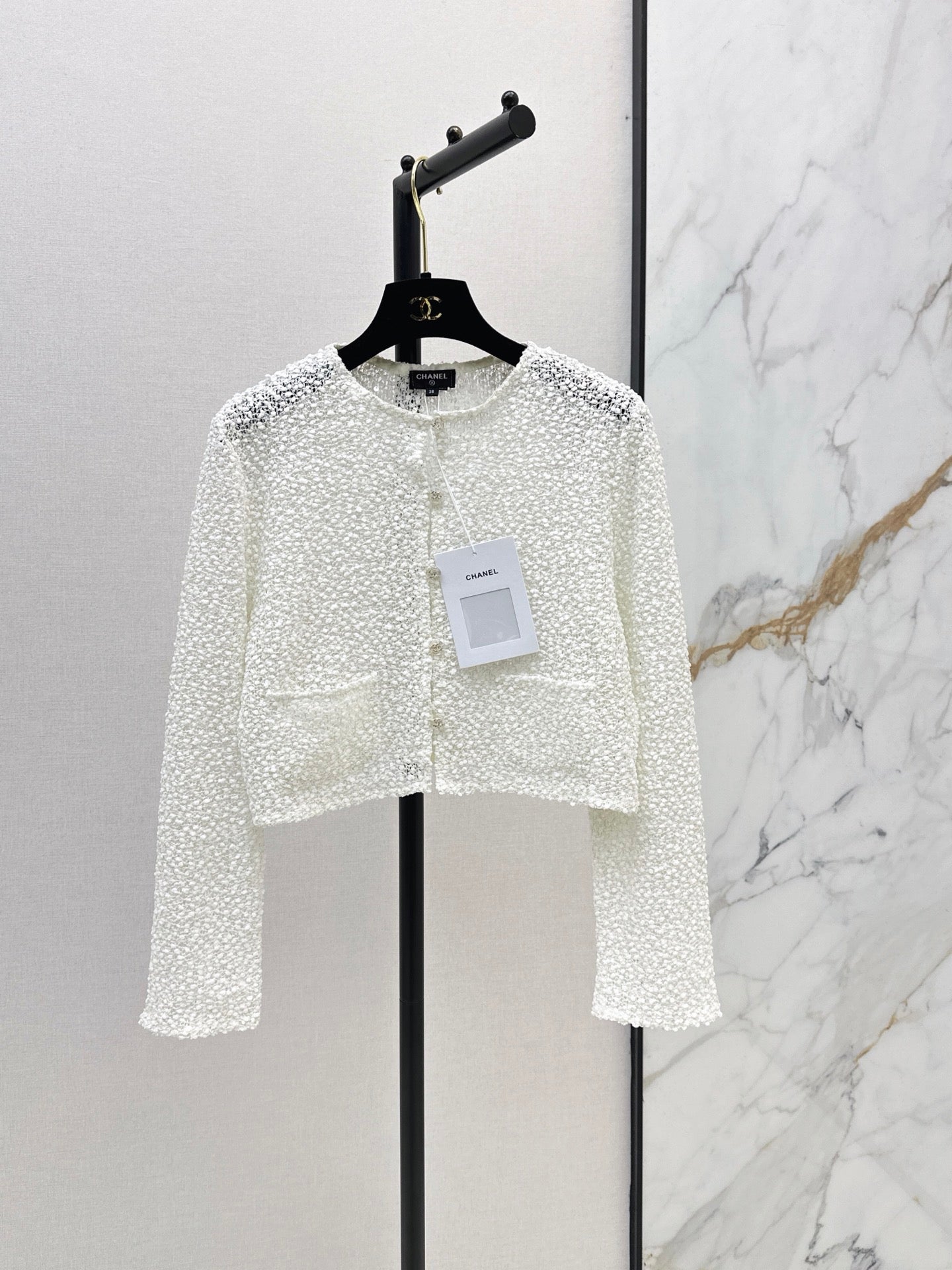 White Sequined Cropped Jacket