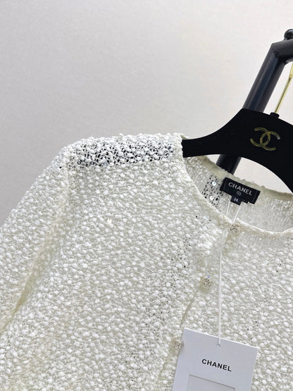 White Sequined Cropped Jacket