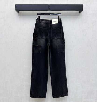 Embroidered Straight-Leg Denim Trousers