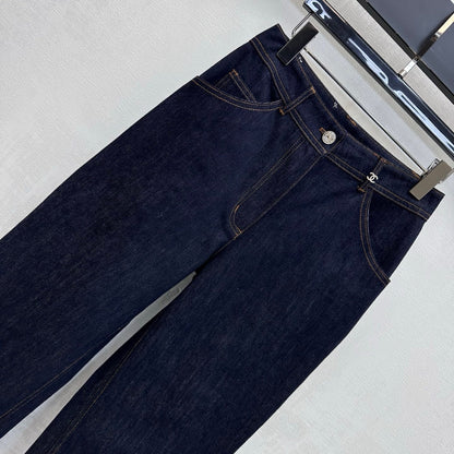 Embroidered Straight-Leg Denim Trousers