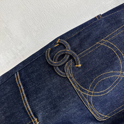 Embroidered Straight-Leg Denim Trousers