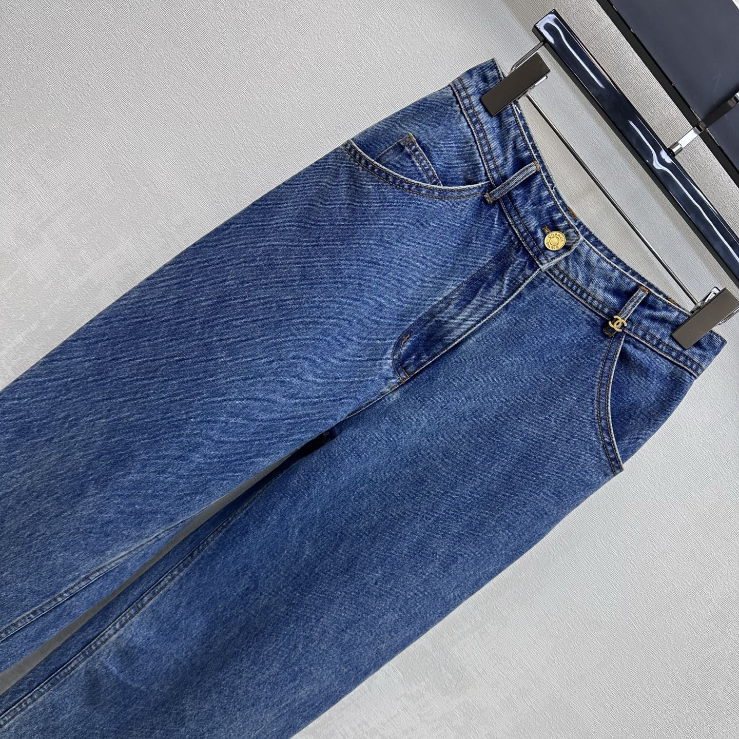 Embroidered Straight-Leg Denim Trousers