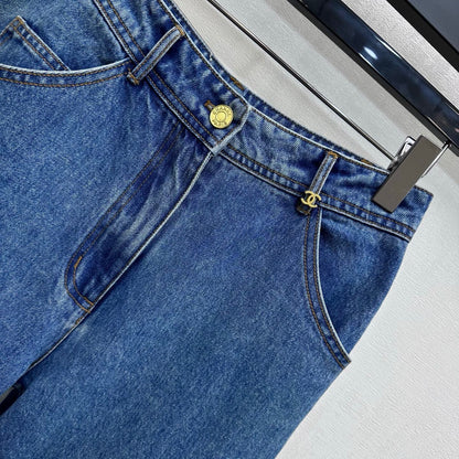 Embroidered Straight-Leg Denim Trousers