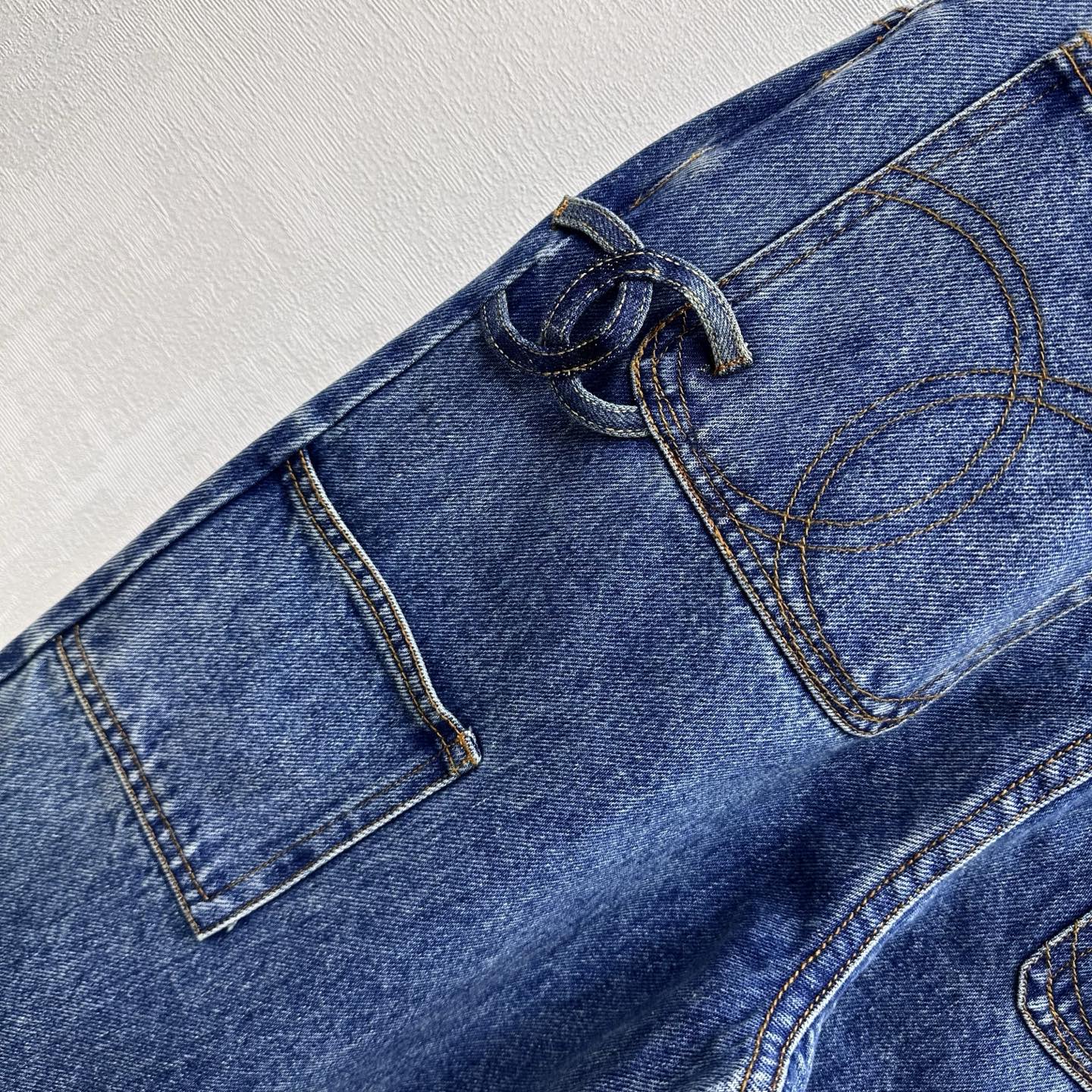 Embroidered Straight-Leg Denim Trousers