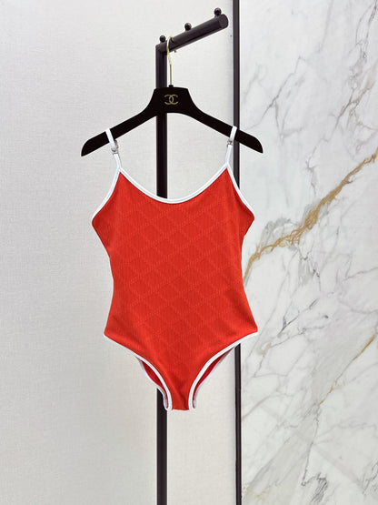 Textured Plaid One-Piece Swimsuit