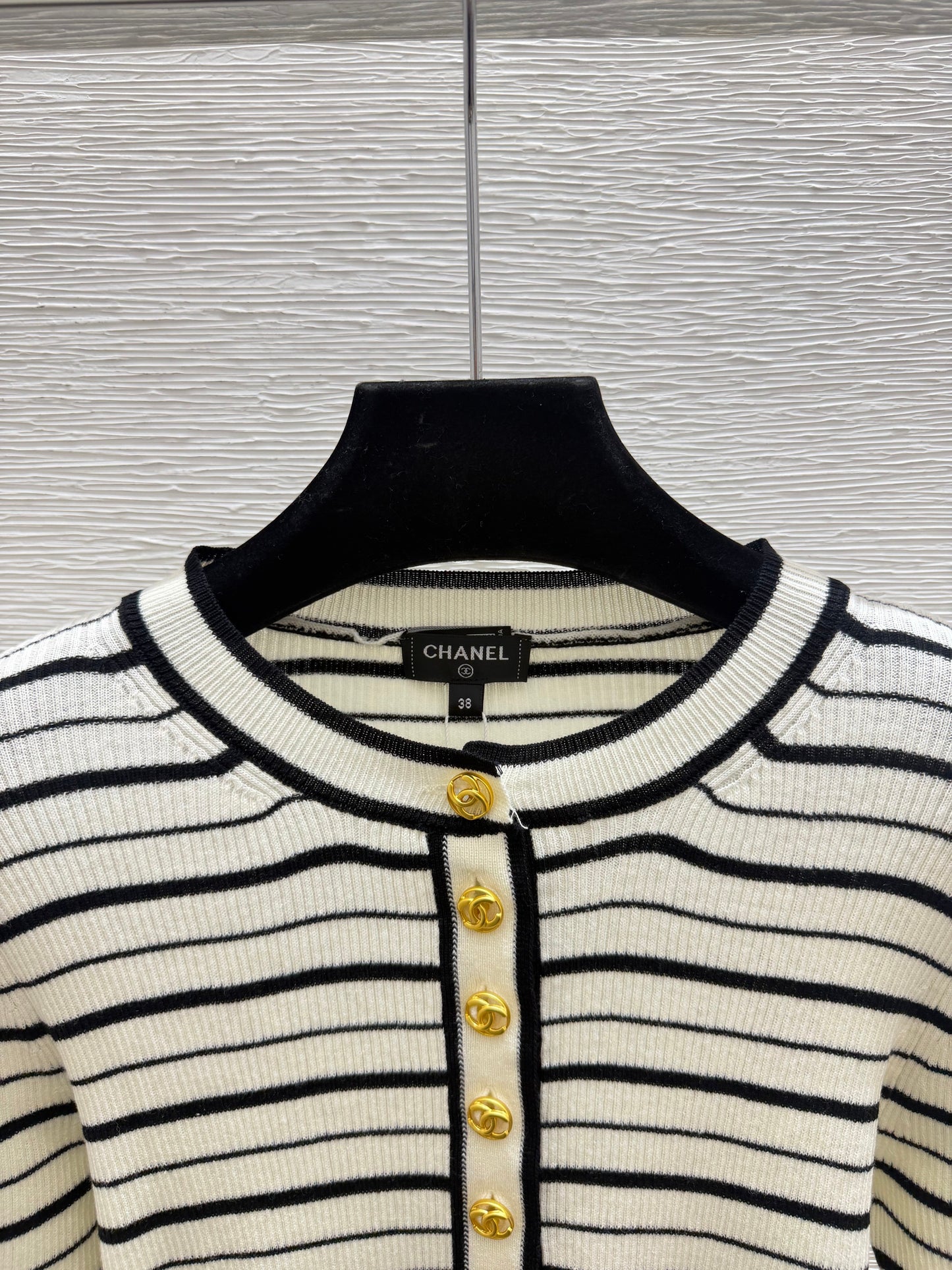 Long-sleeve color-block striped knit top